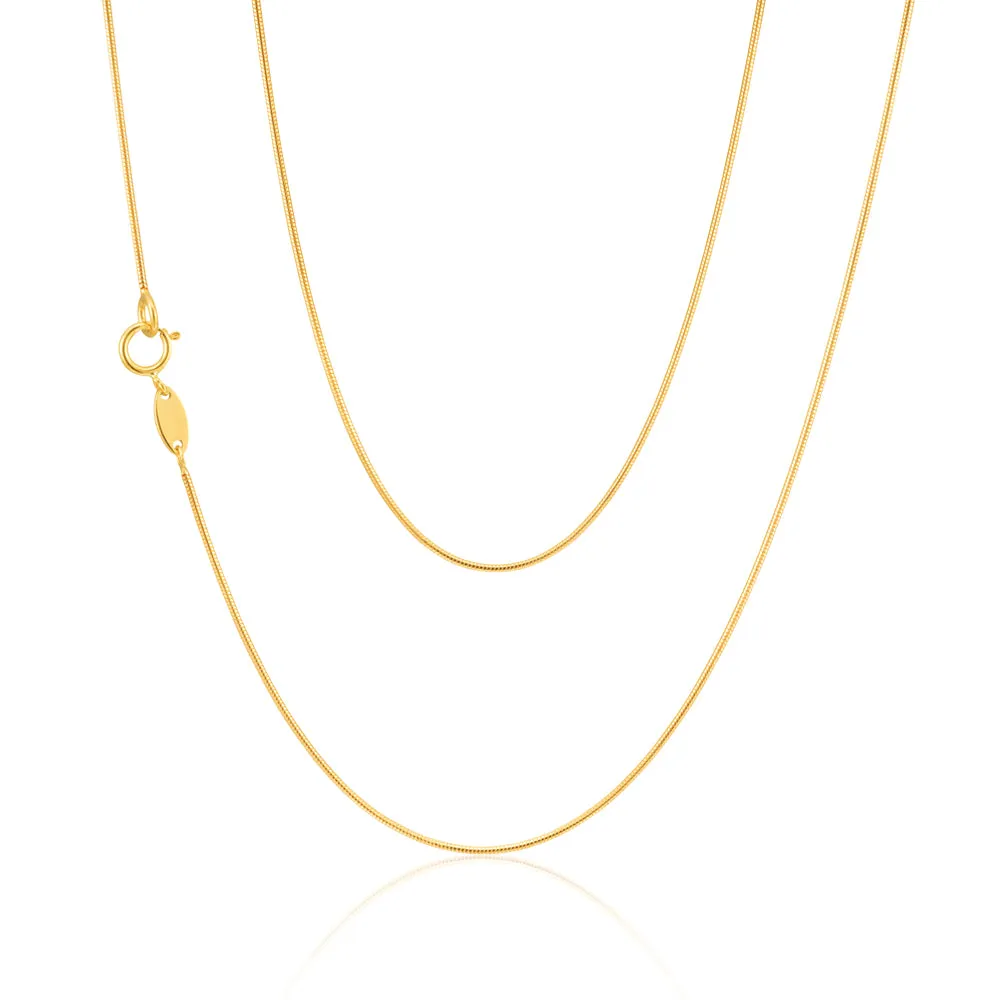 9ct Yellow Gold 45cm Snake Chain
