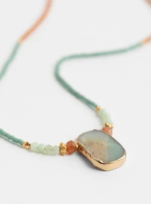 Big Electroplated Amzonite Necklace Blue