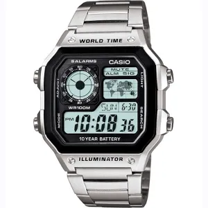 Casio Classic Digital World Time Watch Stainless Steel AE1200WHD-1A
