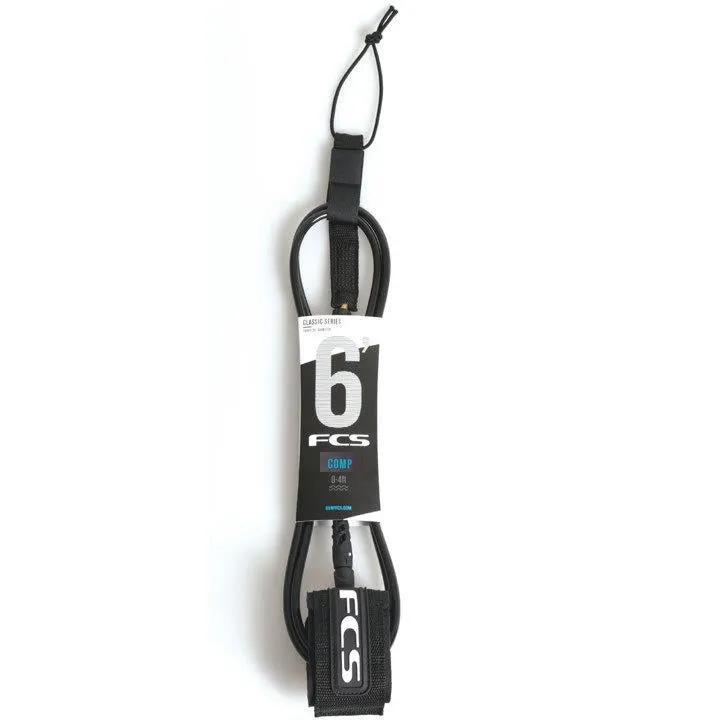 FCS CLASSIC COMP LEASH 6' NEGRO | INVENTO DE SURF PARA COMPETICIN
