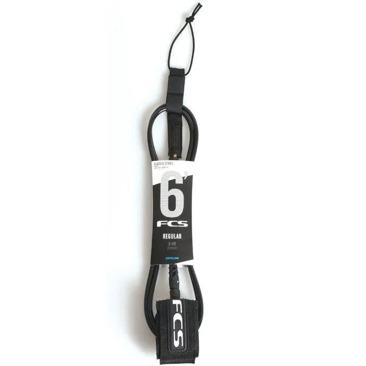 FCS CLASSIC REGULAR LEASH 6' NEGRO | INVENTO DE SURF PARA USO DIARIO