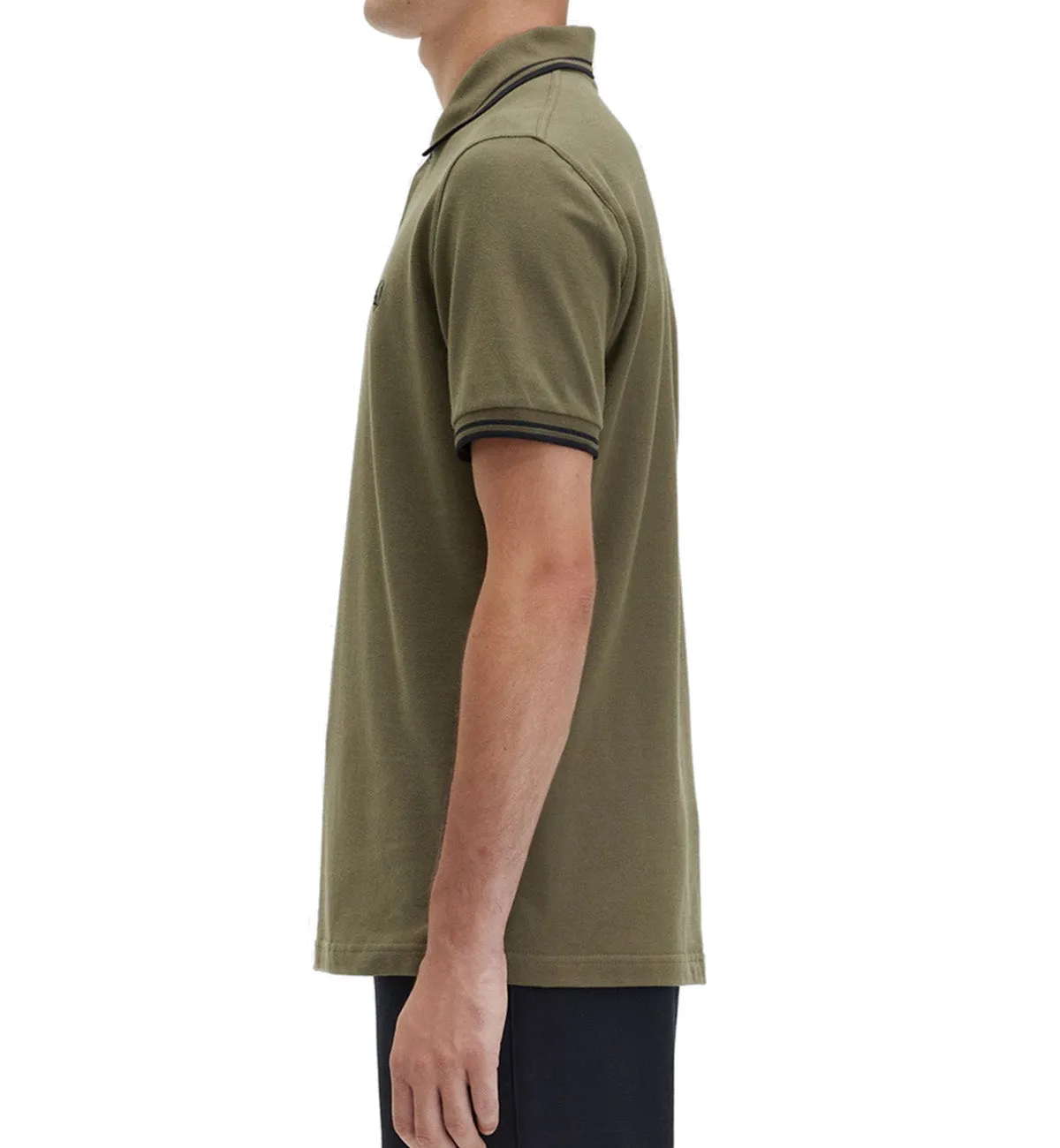 Fred Perry Black Double Stripe Green Polo Shirt