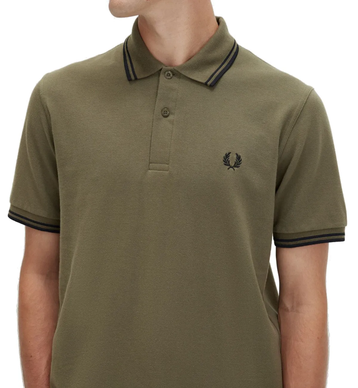 Fred Perry Black Double Stripe Green Polo Shirt