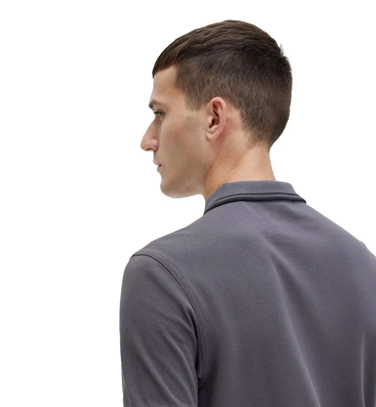 Fred Perry Black Double Stripe Gunmental Polo Shirt