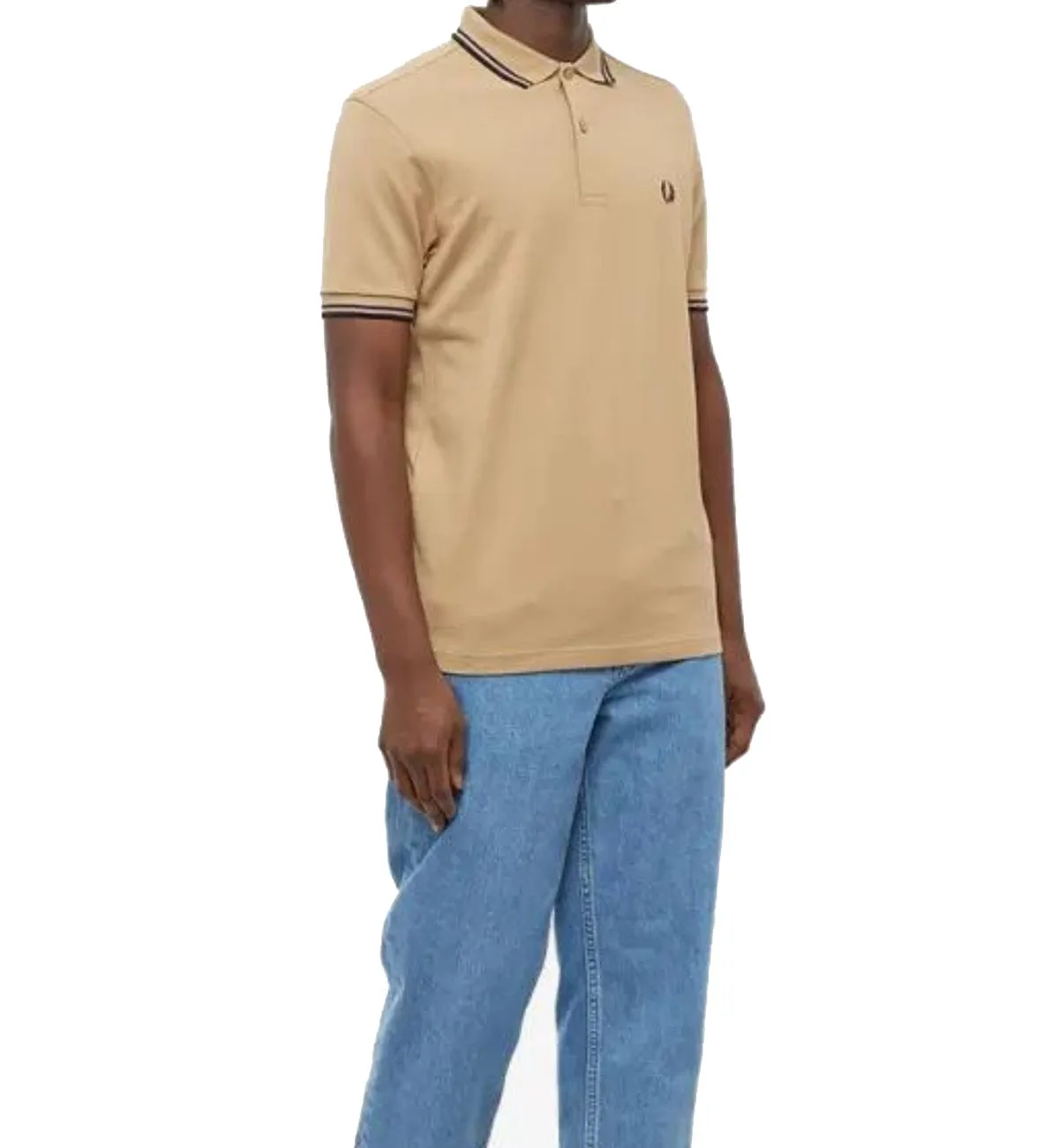 Fred Perry Black Double Stripe Sand Polo Shirt