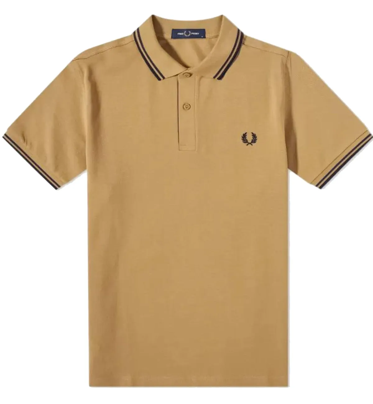 Fred Perry Black Double Stripe Sand Polo Shirt