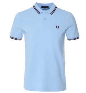 Fred Perry Black Maroon Stripe Sky Blue Polo Shirt