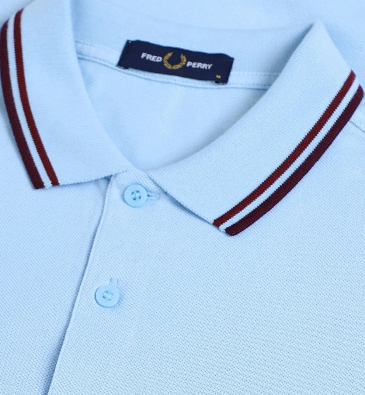 Fred Perry Black Maroon Stripe Sky Blue Polo Shirt