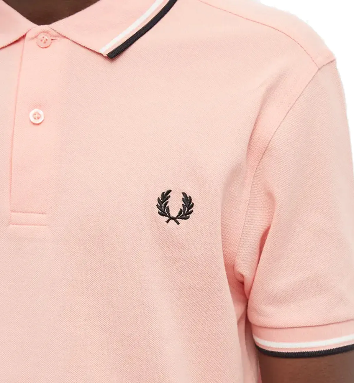 Fred Perry Black White Stripe Pink Polo Shirt