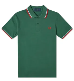Fred Perry Red Mint Stripe Tartan Green Polo Shirt