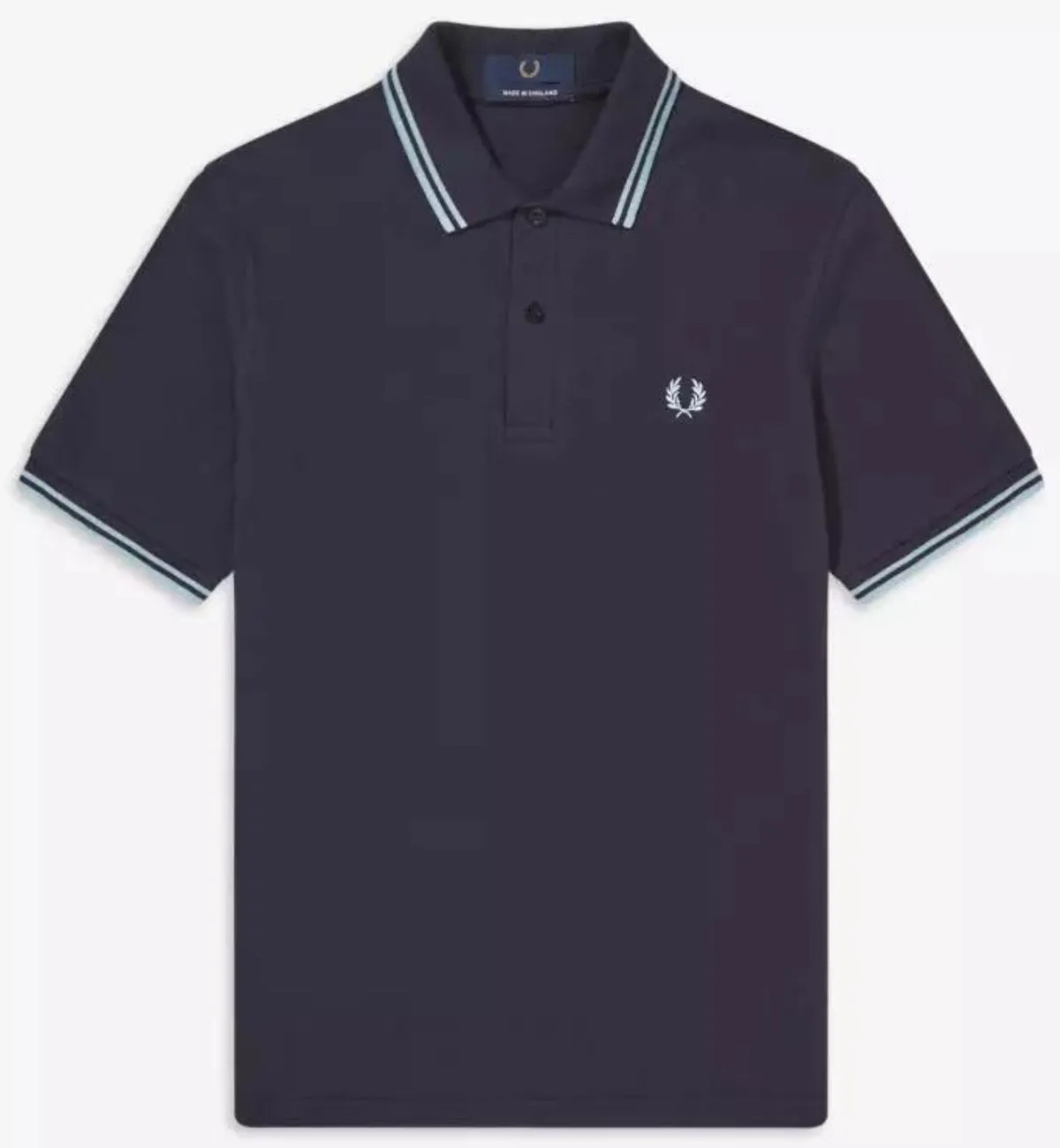 Fred Perry White Double Stripe Navy Polo Shirt