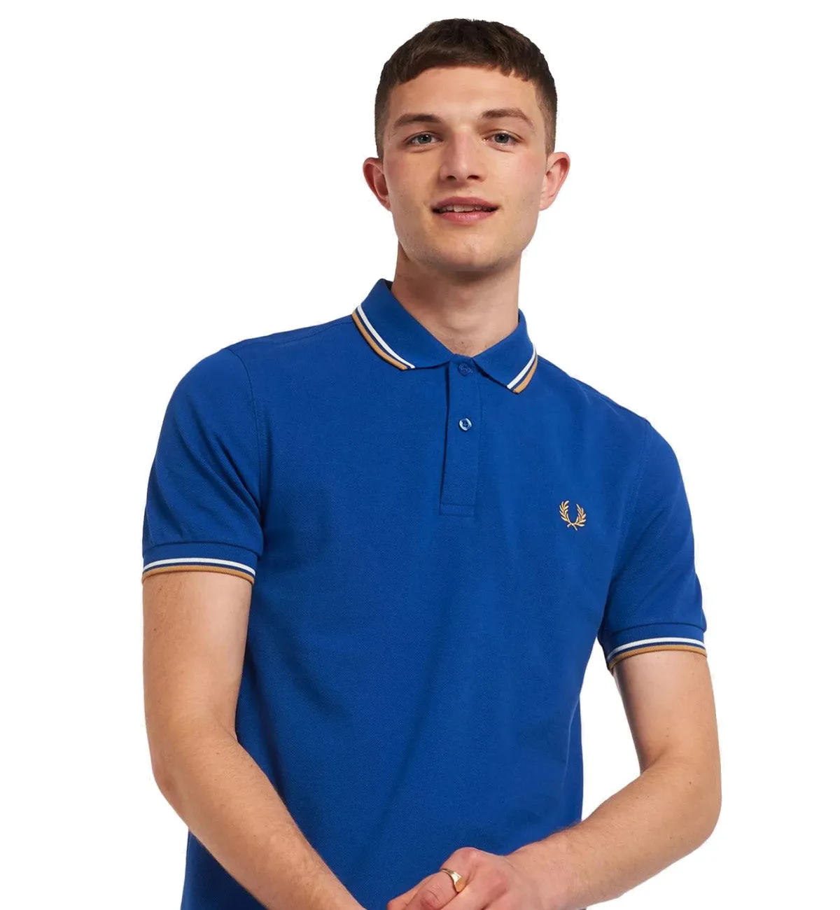 Fred Perry Yellow White Stripe Blue Polo Shirt