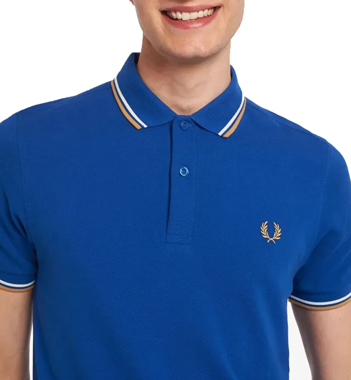 Fred Perry Yellow White Stripe Blue Polo Shirt
