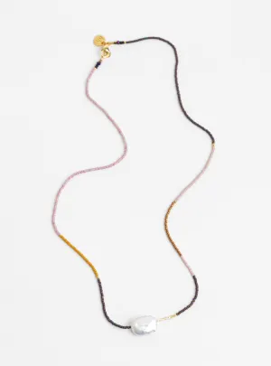 Large Rectangular Baroque Pearl Necklace Multi