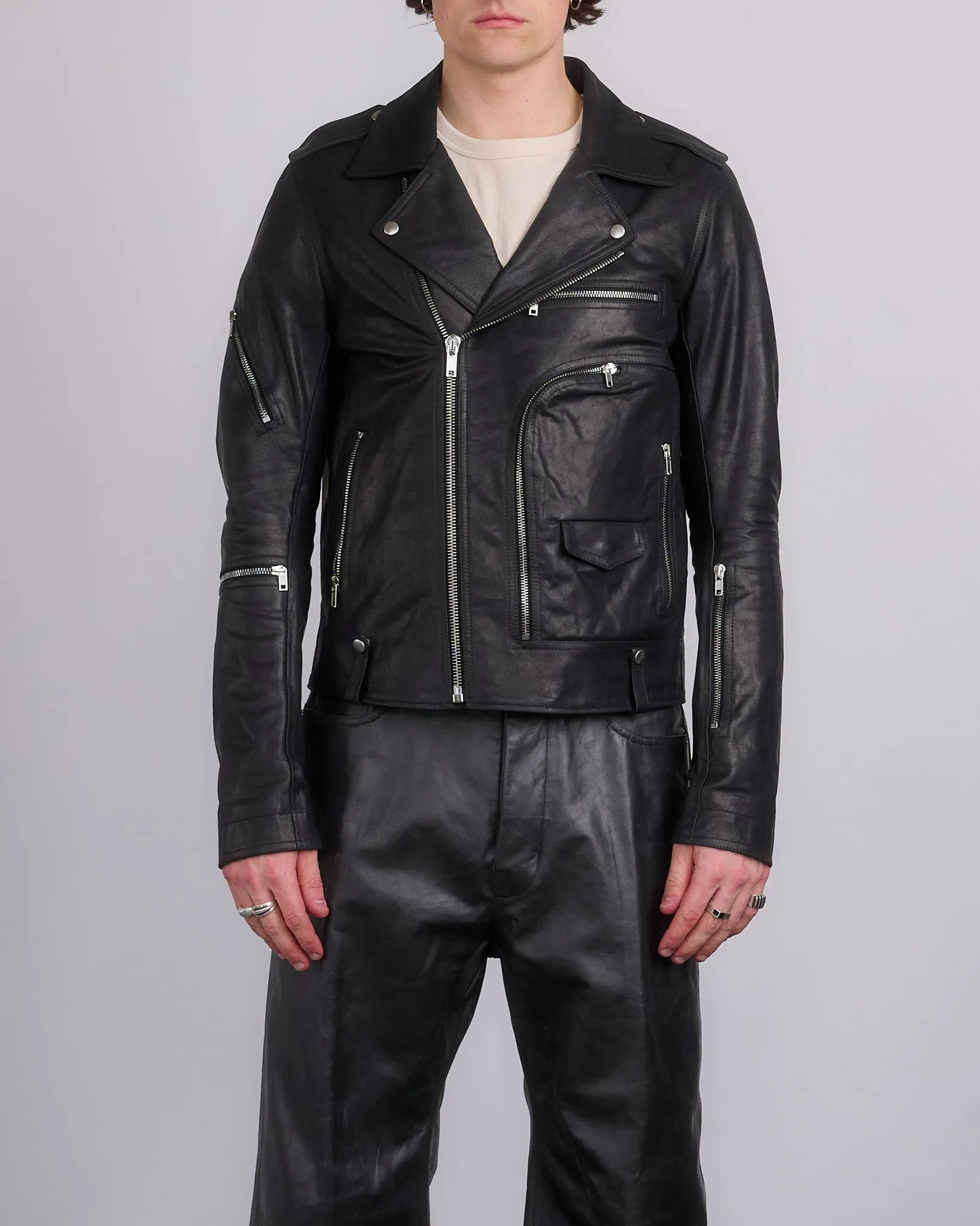 Rick Owens Bauhaus Stooges Jacket Sugar Leather Black