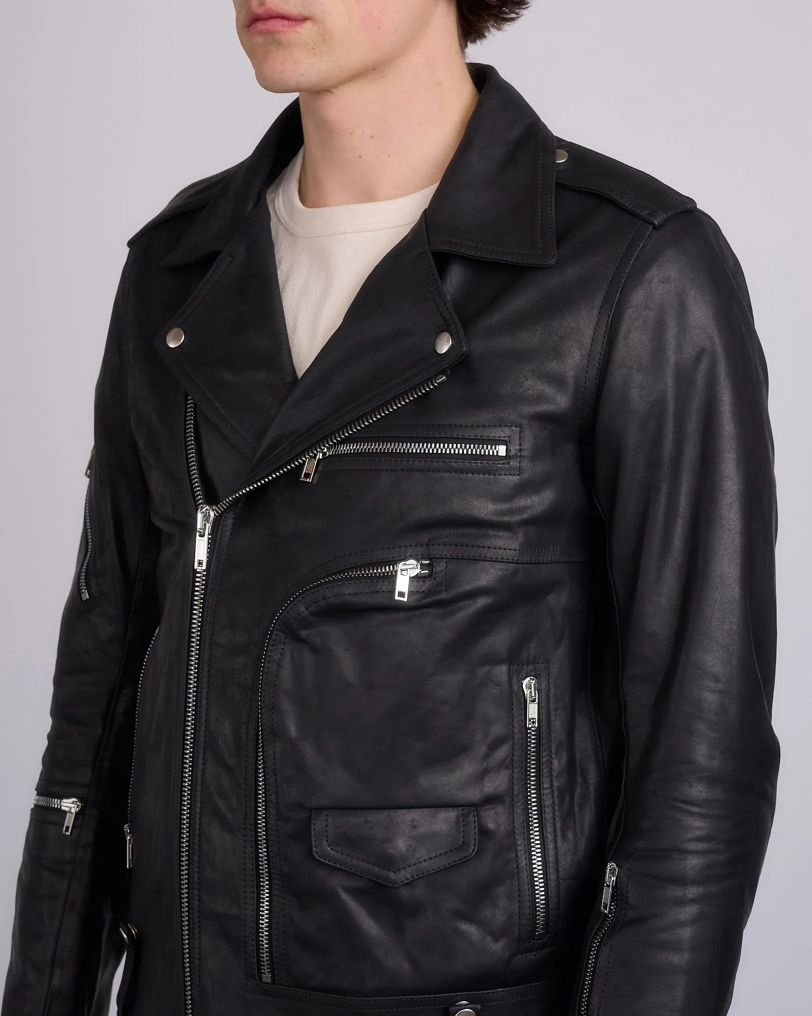 Rick Owens Bauhaus Stooges Jacket Sugar Leather Black