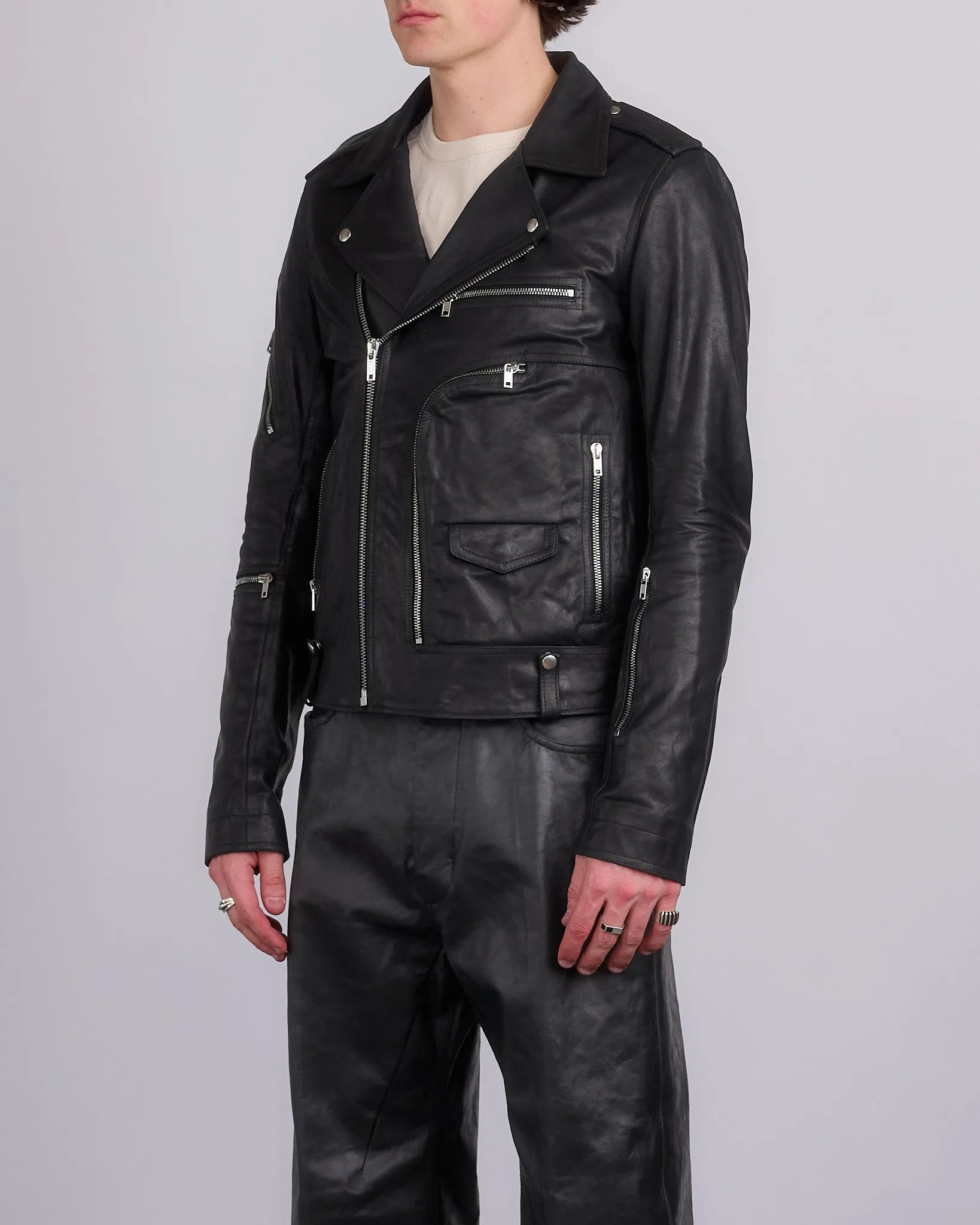 Rick Owens Bauhaus Stooges Jacket Sugar Leather Black