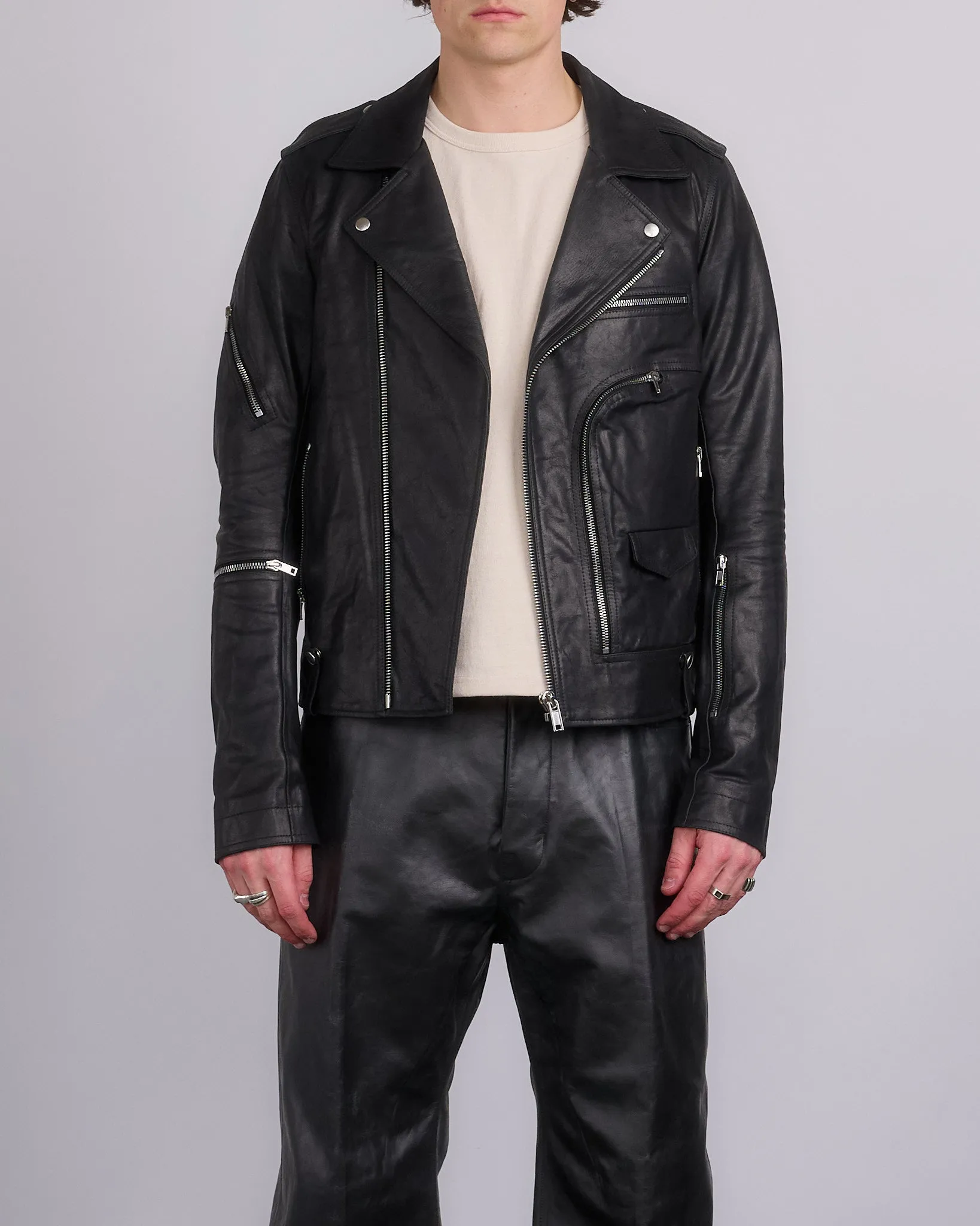 Rick Owens Bauhaus Stooges Jacket Sugar Leather Black