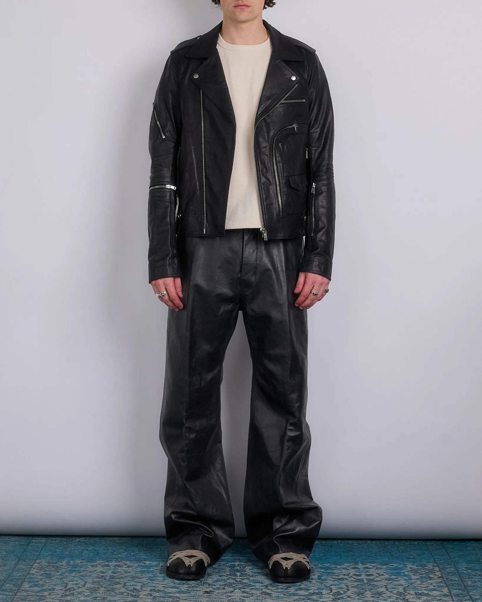 Rick Owens Bauhaus Stooges Jacket Sugar Leather Black