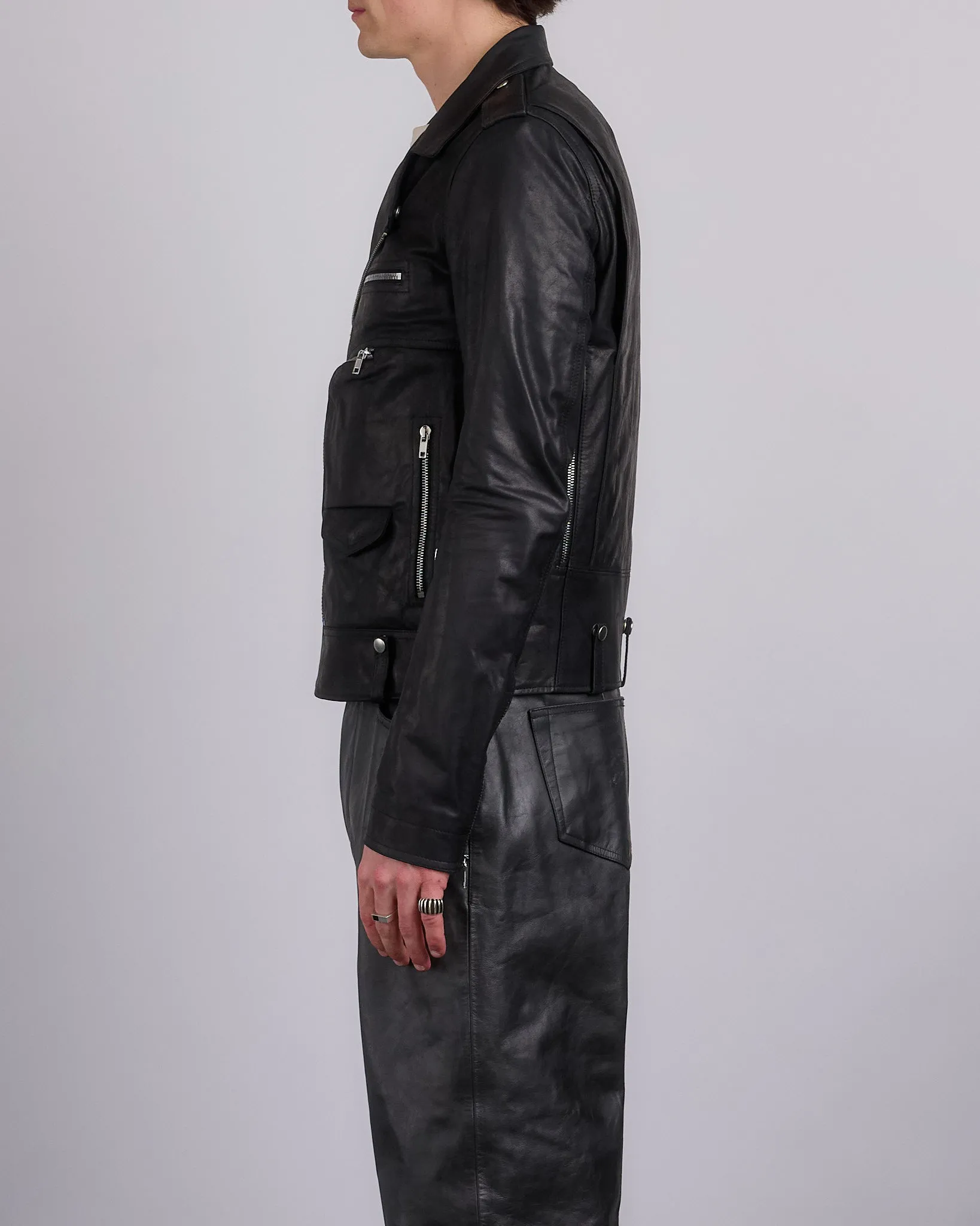 Rick Owens Bauhaus Stooges Jacket Sugar Leather Black