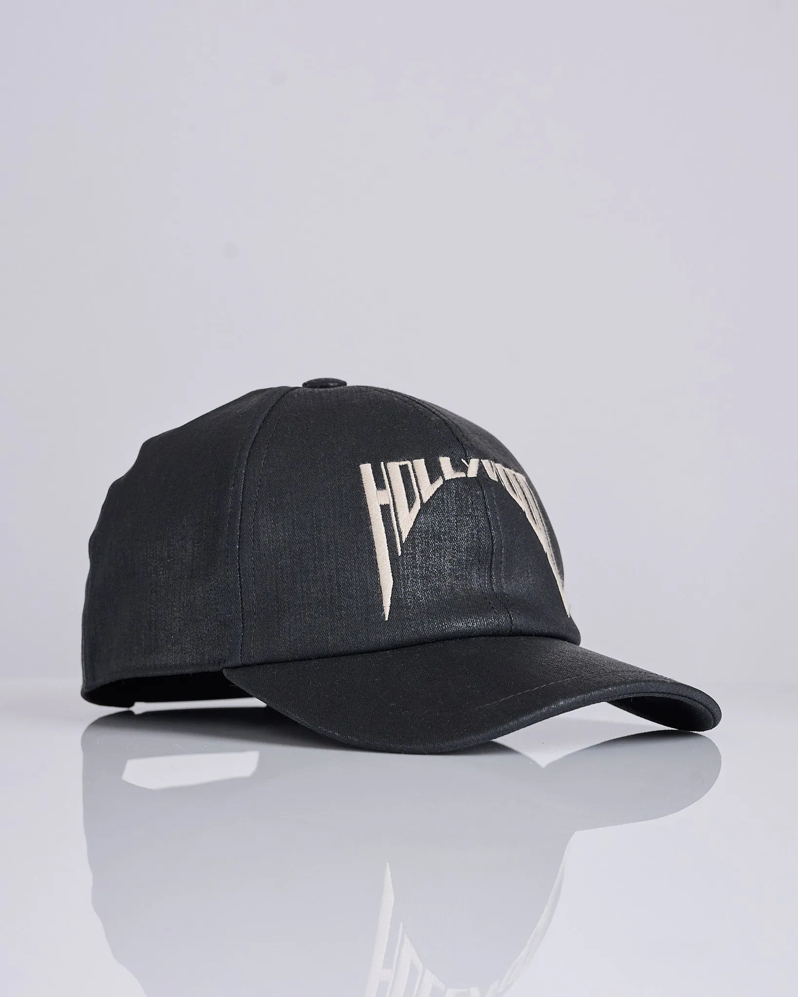 Rick Owens DRKSHDW Baseball Cap Hollywood Foil Stretch Denim Black Pearl