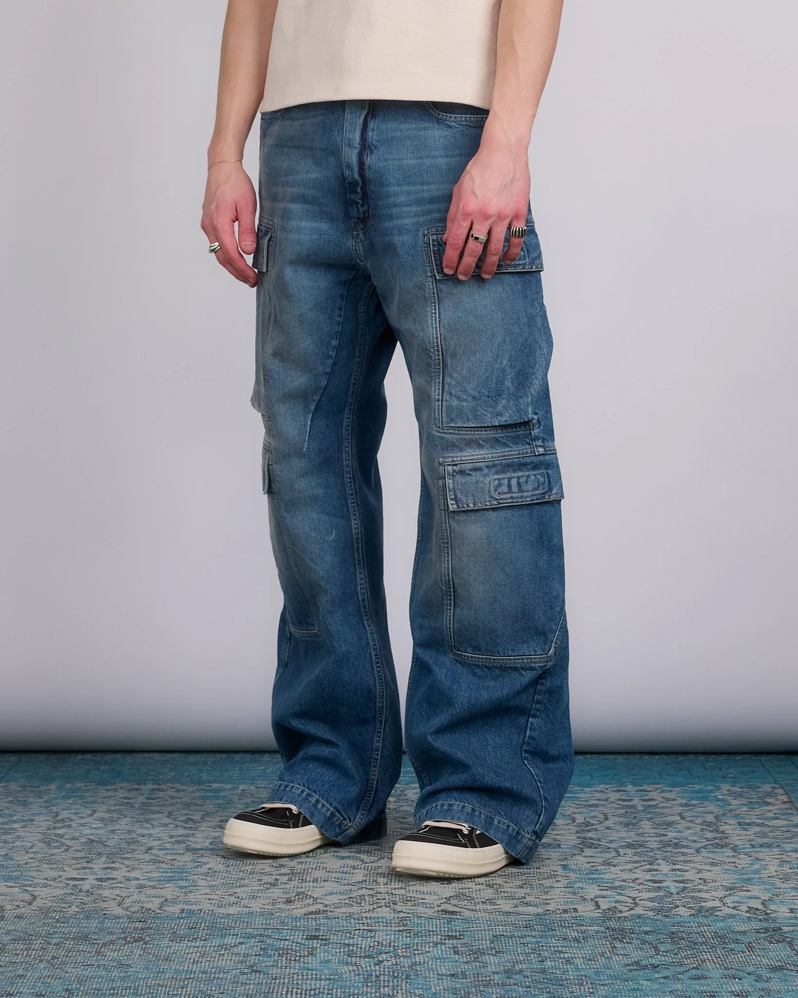 Rick Owens DRKSHDW Double Cargo Jn 13oz Dnm Wshd Indigo