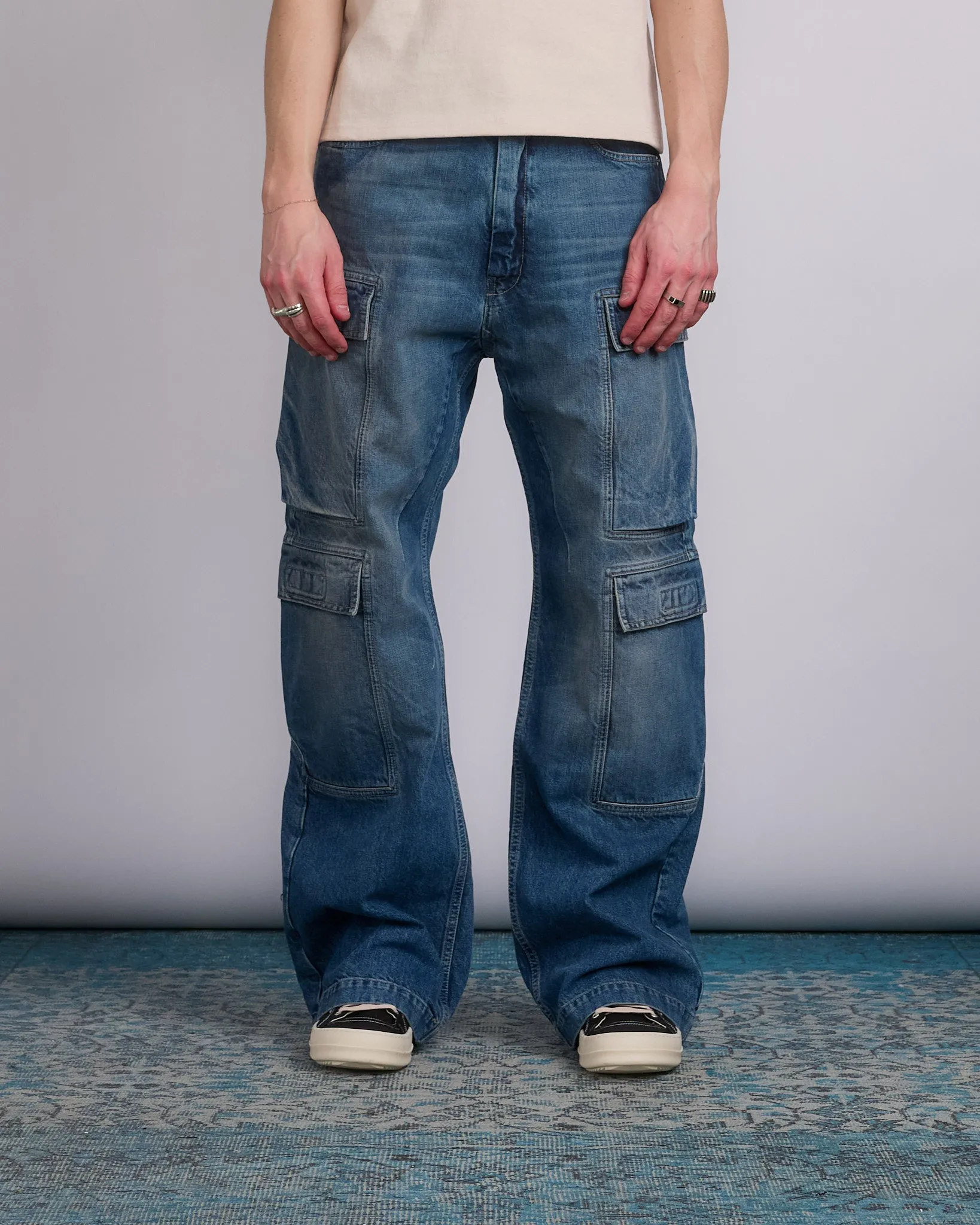 Rick Owens DRKSHDW Double Cargo Jn 13oz Dnm Wshd Indigo