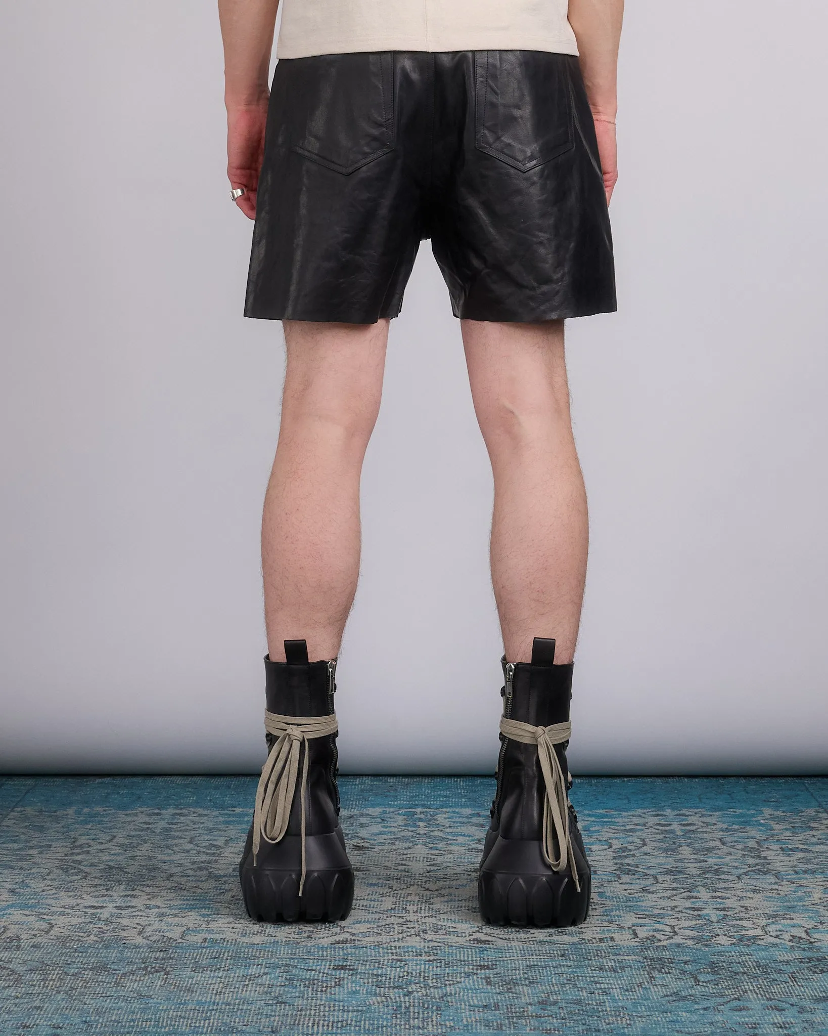 Rick Owens Geth Cutoff Short Sugar Leather Black