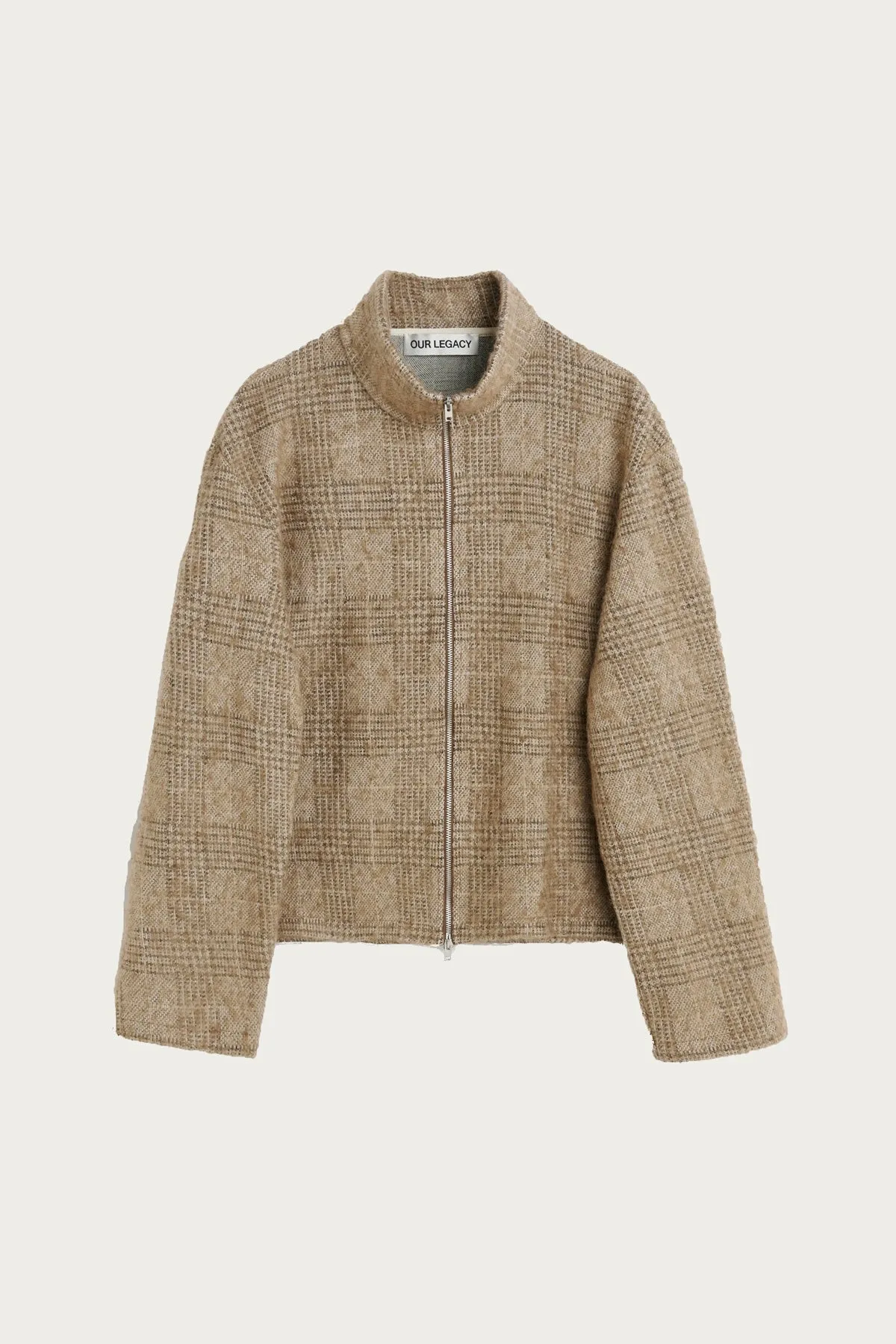 Shrunken Fullzip Polo - Beige Hound Check