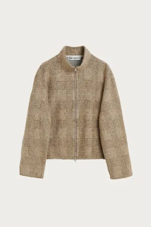 Shrunken Fullzip Polo - Beige Hound Check